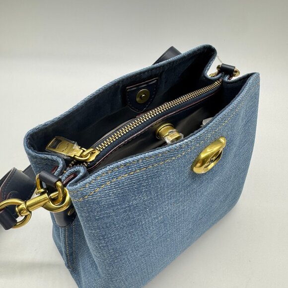 COACH Willow denim small bucket shoulder crossbody bag - BLUE - Picture 12 of 14